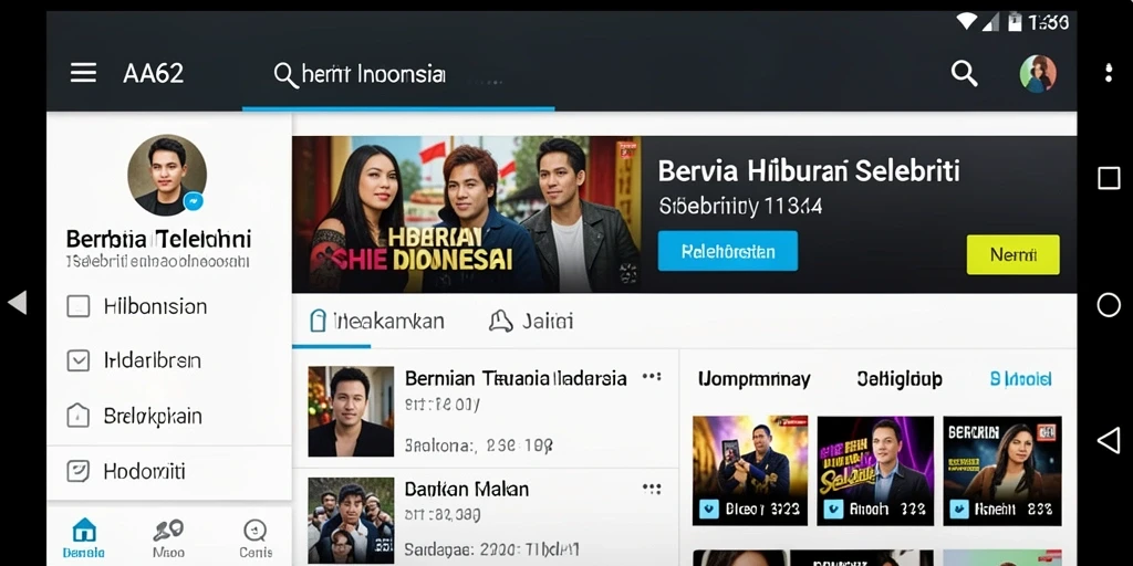 Antarmuka AA62 menampilkan berita selebriti terbaru secara jelas.