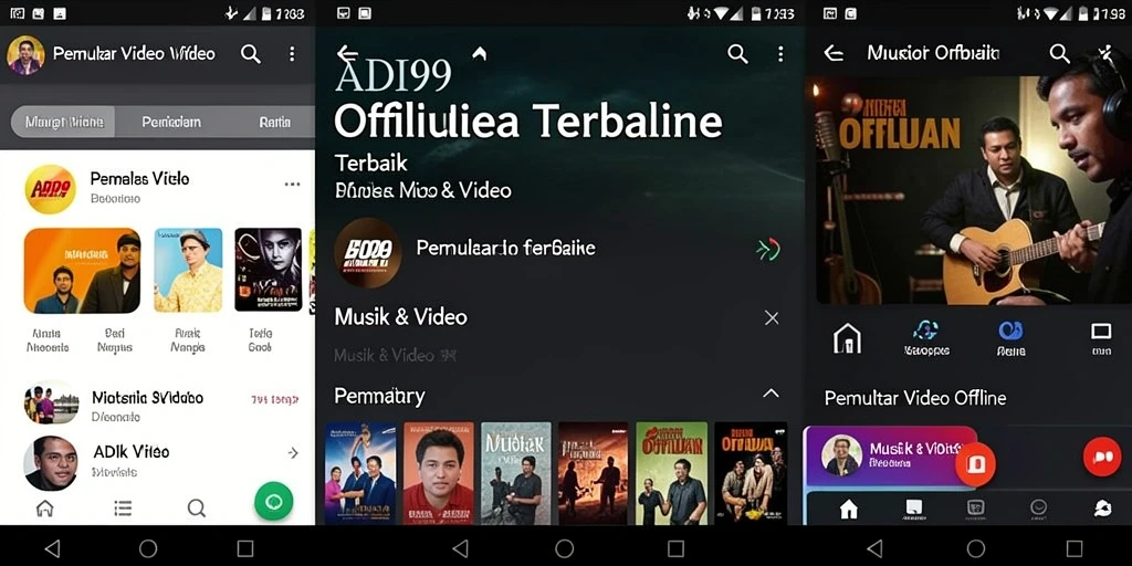 Tampilan antarmuka aplikasi ADI99 untuk pemutar video offline.