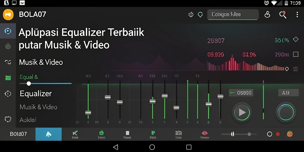 Antarmuka aplikasi BOLA07 yang menawan dengan fitur Equalizer.