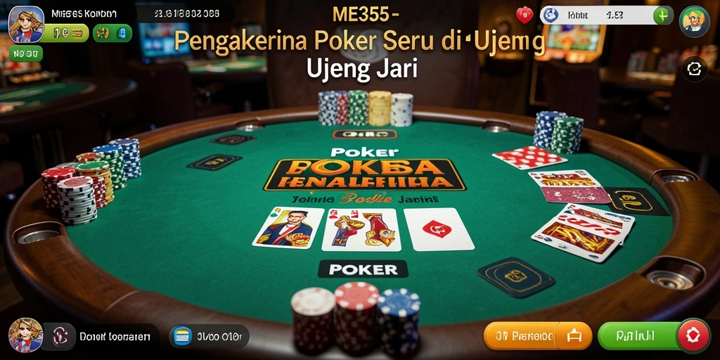 Antarmuka permainan Poker ME355 yang menarik dan interaktif.