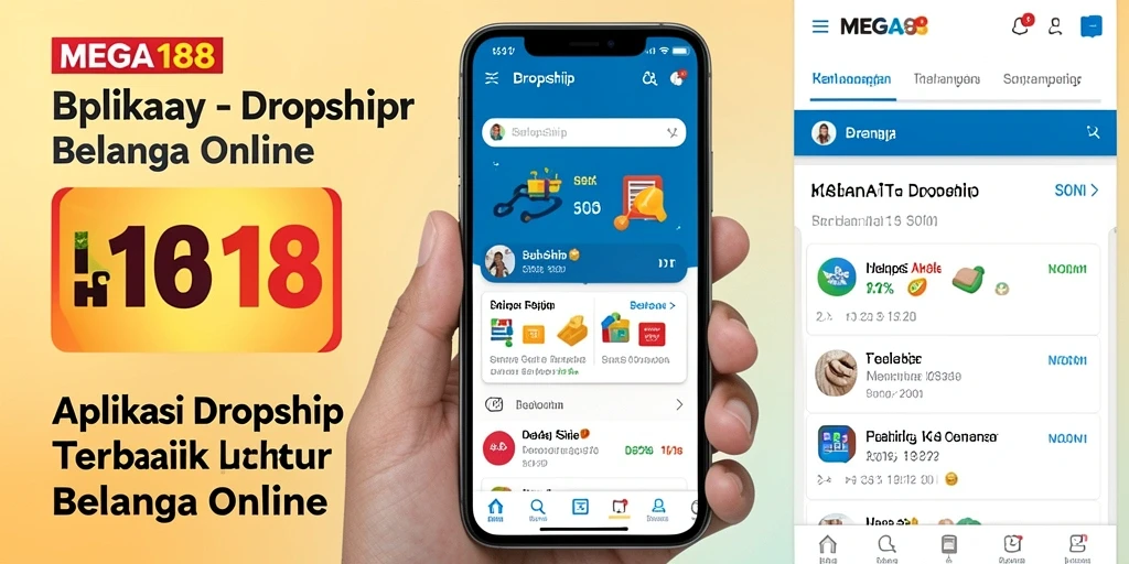 Tampilan antarmuka aplikasi MEGA188 yang user-friendly untuk Dropship.