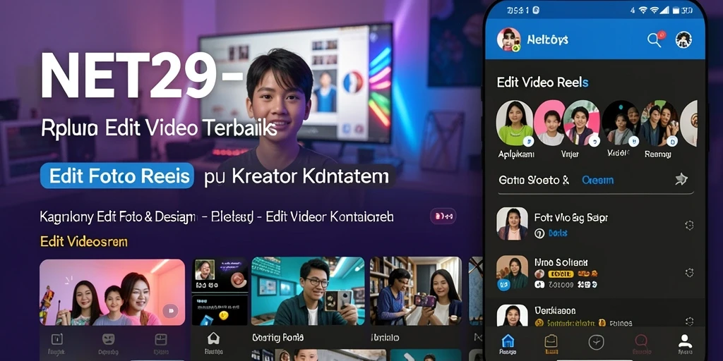 Antarmuka NET29 untuk editing video reels yang modern dan fungsional.