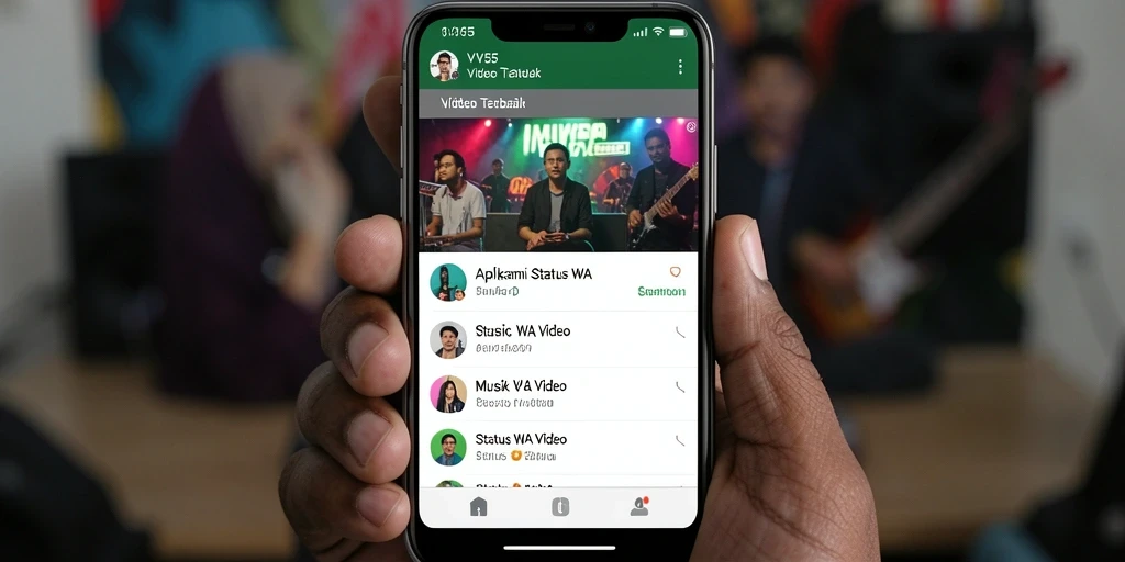 Antarmuka pengguna VV55 untuk Status WA Video yang menarik dan mudah digunakan.